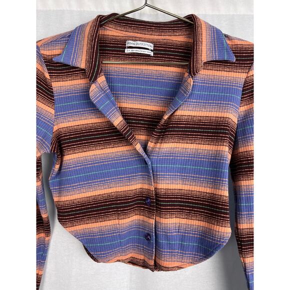 Striped Long Sleeve Button-Up Top - Picture 2 of 5